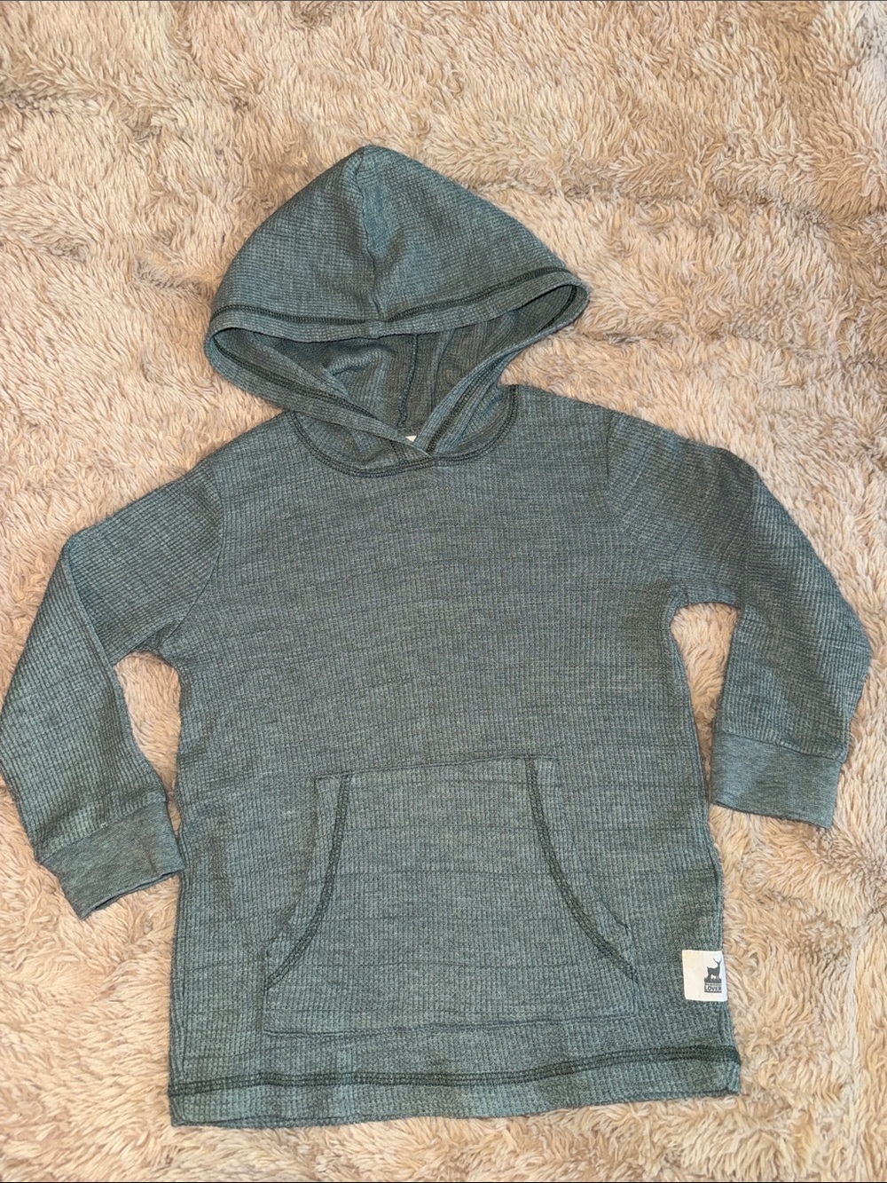 Cotton On Kids Waffle Knit Hooded Pullover - Green 3